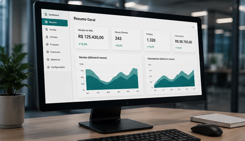 Painel ilustrativo de integração com ERP Sankhya